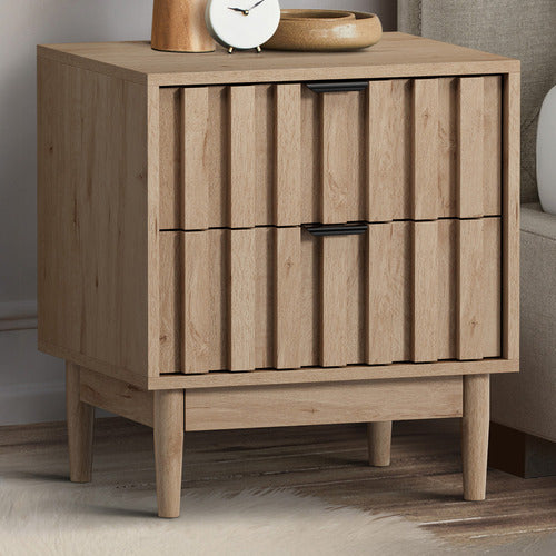 LIVING FUSION ADRIAN 2 DRAWER BEDSIDE TABLE