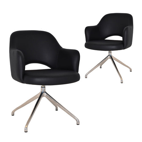 BRIGHT SIDE FURNITURE LEX VINYL TRESTLE ARMCHAIRS (SET OF 2)