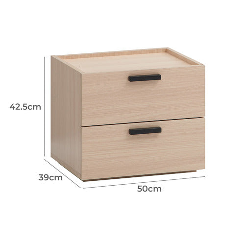 CORE LIVING LIGHT OAK MARRIOTT 2 DRAWER BEDSIDE TABLE