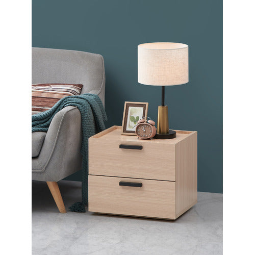 CORE LIVING LIGHT OAK MARRIOTT 2 DRAWER BEDSIDE TABLE