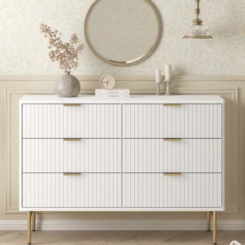 CAPE FURNITURE LILAH 6 DRAWER RIBBED DRESSER