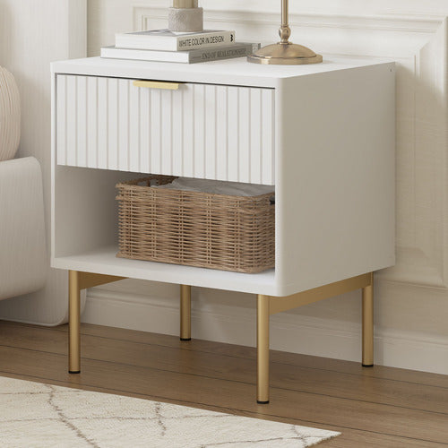 CAPE FURNITURE LILAH 1 DRAWER RIBBED BEDSIDE TABLE