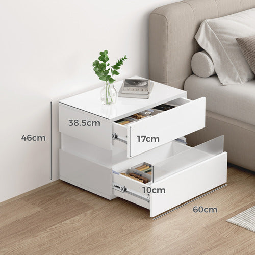 HOXTON ROOM LINUS 2 DRAWER BEDSIDE TABLE WITH LED LIGHT