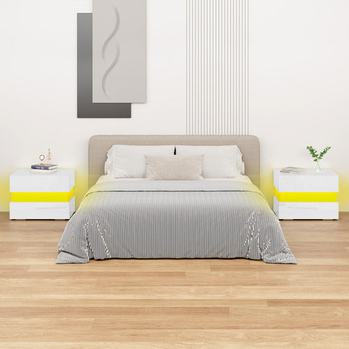 HOXTON ROOM LINUS 2 DRAWER BEDSIDE TABLE WITH LED LIGHT