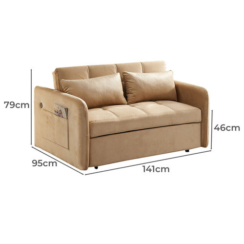 EVERGREEN HOME LIVIANA 2 SEATER SINGLE VELVET SOFA BED