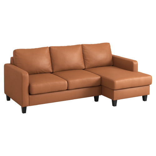 ARMADA COMMERCIAL LOISE 4 SEATER FAUX LEATHER MODULAR SOFA WITH RIGHT CHAISE