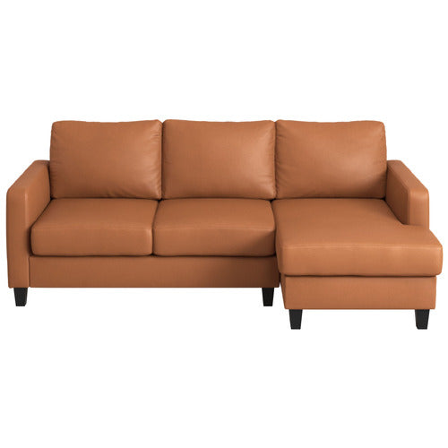 ARMADA COMMERCIAL LOISE 4 SEATER FAUX LEATHER MODULAR SOFA WITH RIGHT CHAISE