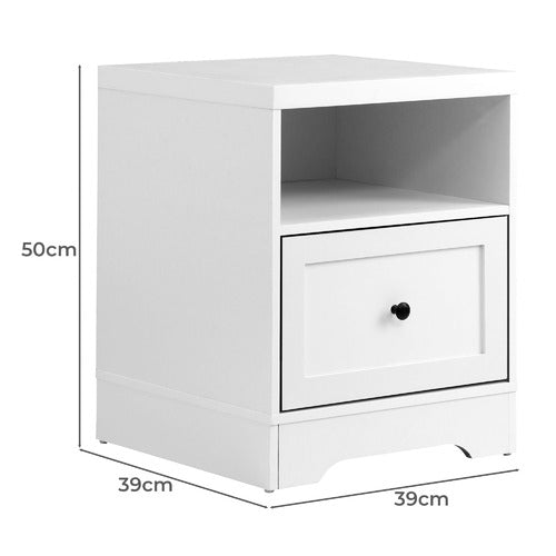 LIVING FUSION WHITE AURORA 1 DRAWER BEDSIDE TABLE