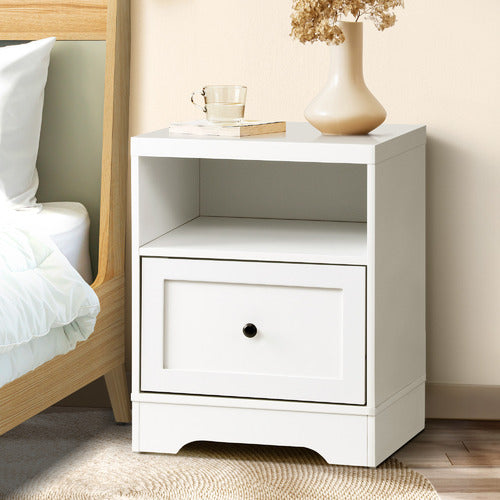 LIVING FUSION WHITE AURORA 1 DRAWER BEDSIDE TABLE