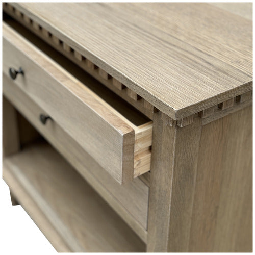 HAMILTON FURNITURE LOUISE OAK WOOD BEDSIDE TABLE