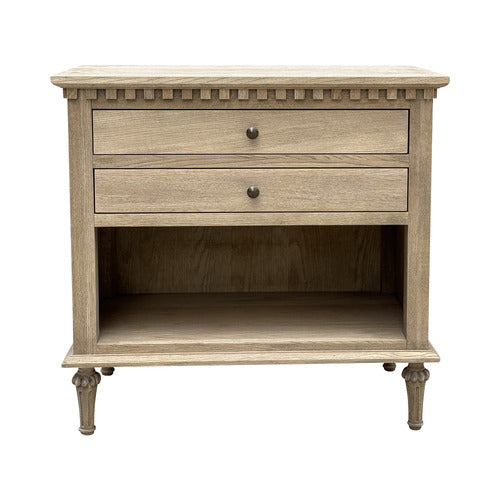 HAMILTON FURNITURE LOUISE OAK WOOD BEDSIDE TABLE