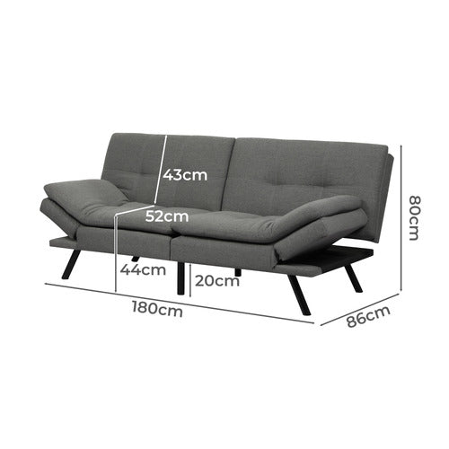 OAKLEIGH HOME LUZ 3 SEATER SINGLE SOFA BED