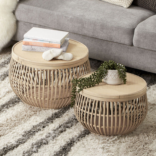 MADDISON LANE SARA BAMBOO COFFEE TABLES (SET OF 2)
