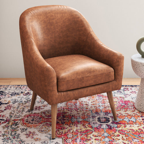 TAN MAYA FAUX LEATHER ARMCHAIR