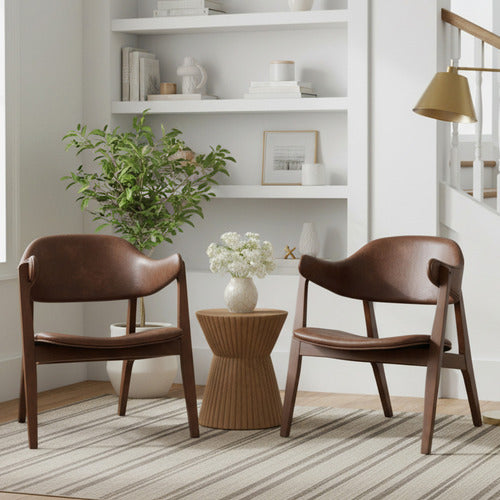 MIKASA FURNITURE CORDOVA FAUX LEATHER ARMCHAIRS (SET OF 2)