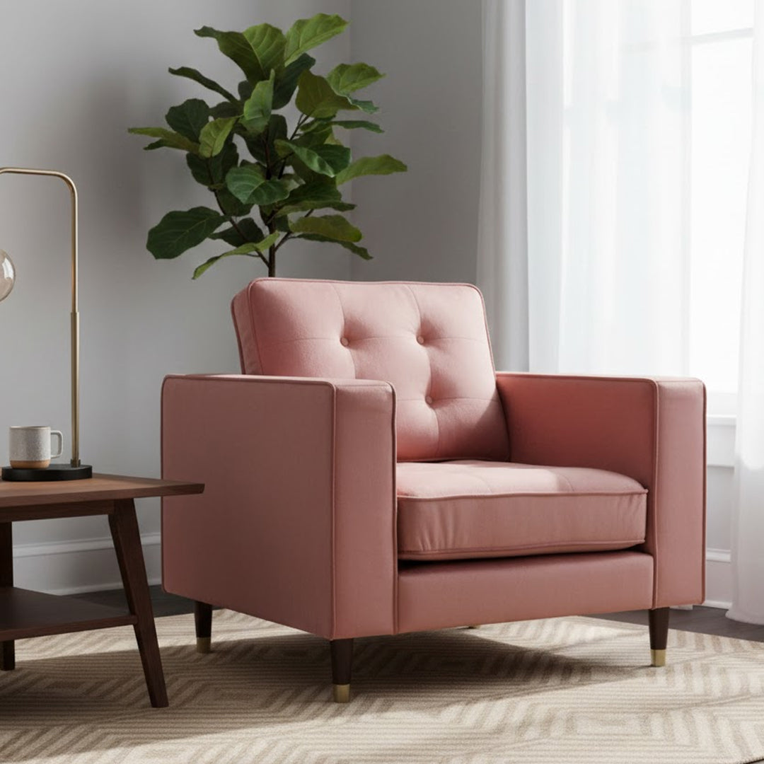 MIKASA FURNITURE PINK CHERRY VELVET ARMCHAIR