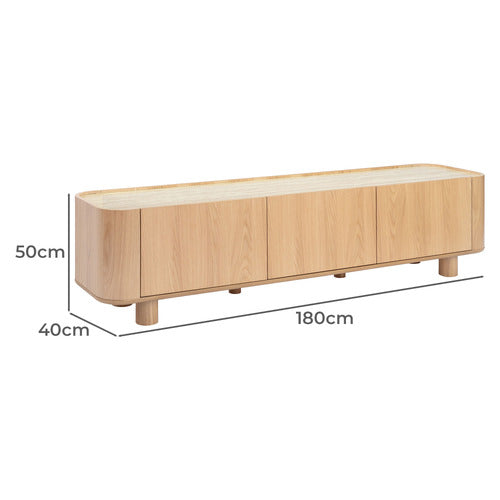 180CM PREMIUM MAGNUS TRAVERTINE STONE-TOP TV UNIT
