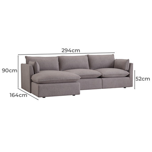 MALIBU 3 SEATER UPHOLSTERED SOFA WITH CHAISE