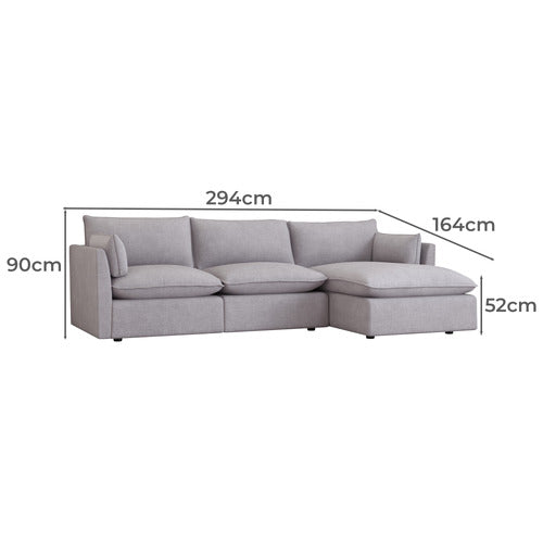 MALIBU 3 SEATER UPHOLSTERED SOFA WITH CHAISE