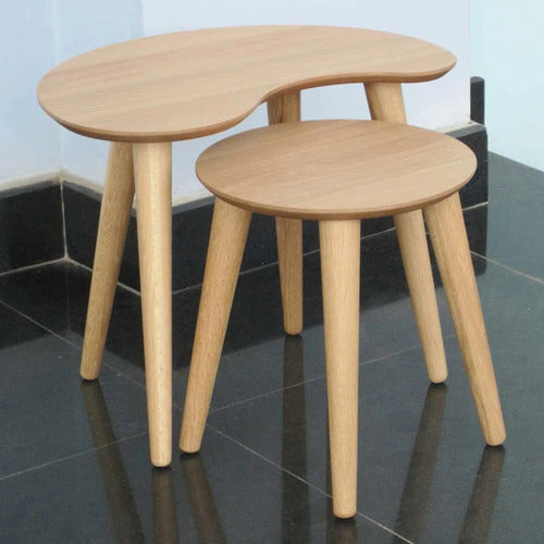 OSLO HOME 2 PIECE RORY OAK WOOD NESTING COFFEE TABLE SET