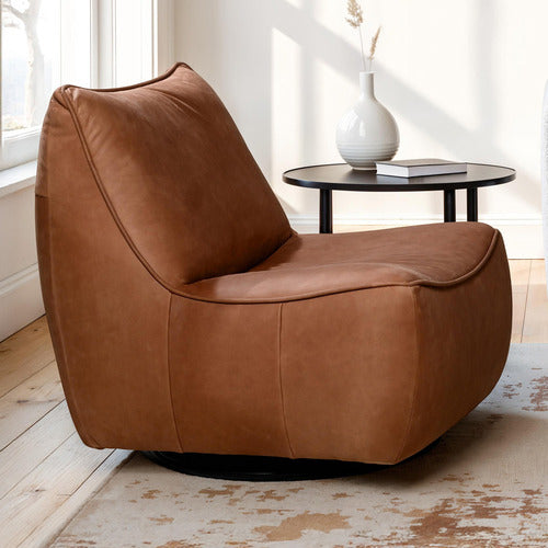 BROOKLYN AND BELLA MARTINA LEATHER SWIVEL ACCENT CHAIR