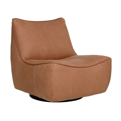 BROOKLYN AND BELLA MARTINA LEATHER SWIVEL ACCENT CHAIR
