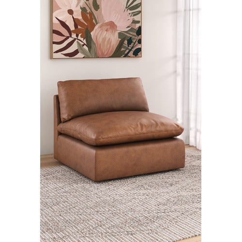 MARTINE GENUINE LEATHER ARMLESS LOUNGE CHAIR