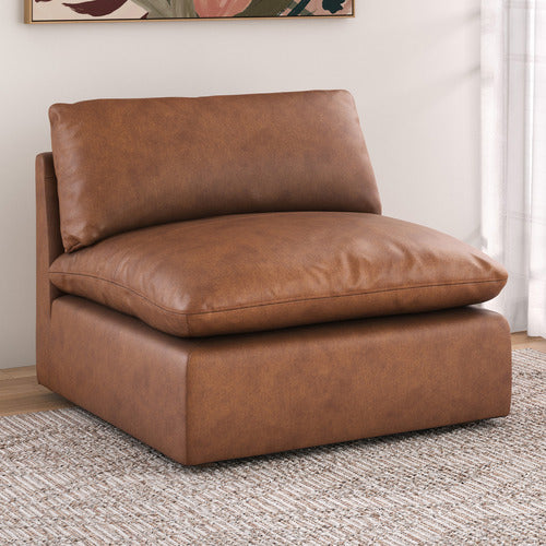 MARTINE GENUINE LEATHER ARMLESS LOUNGE CHAIR