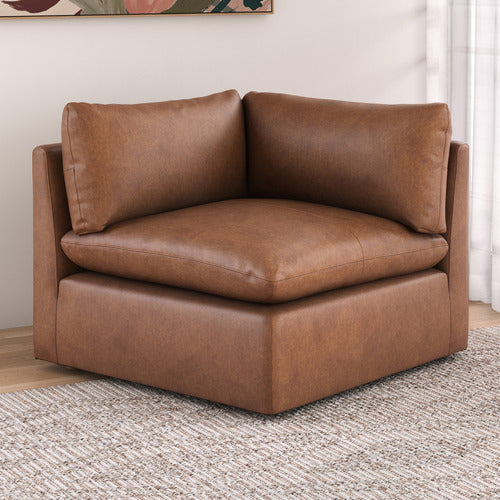MARTINE GENUINE LEATHER CORNER LOUNGE CHAIR