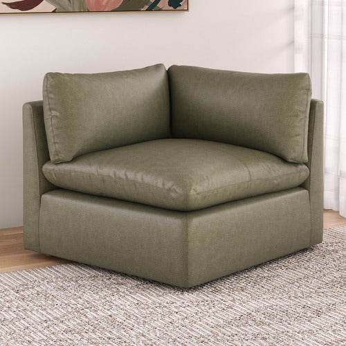 MARTINE GENUINE LEATHER CORNER LOUNGE CHAIR