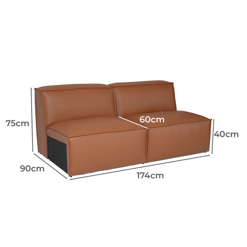 EVER DREAMING LIVING MASSEY 3 SEATER LEATHER ARMLESS SOFA SET