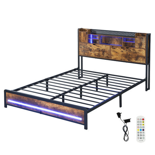 OAKLEIGH HOME MAXEN PLATFORM BED WITH LED & CHARGING STATION
