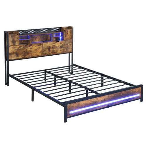 OAKLEIGH HOME MAXEN PLATFORM BED WITH LED & CHARGING STATION