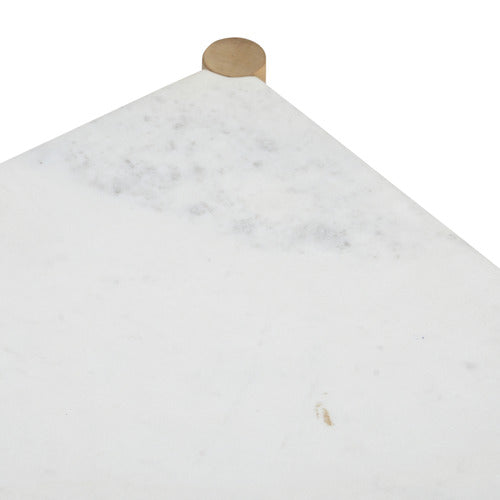 MAYA MARBLE & MANGO WOOD BEDSIDE TABLE
