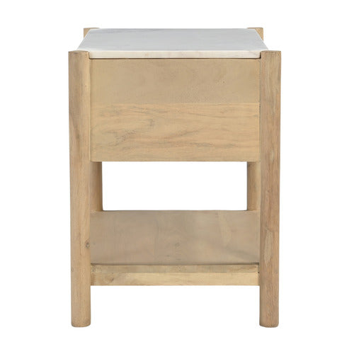 MAYA MARBLE & MANGO WOOD BEDSIDE TABLE