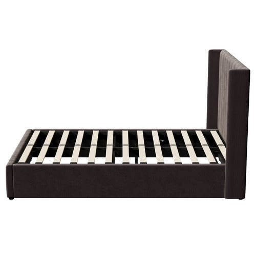 LIVING FUSION MEIER VELVET GAS LIFT STORAGE BED FRAME
