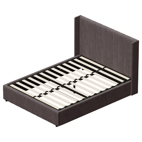 LIVING FUSION MEIER VELVET GAS LIFT STORAGE BED FRAME