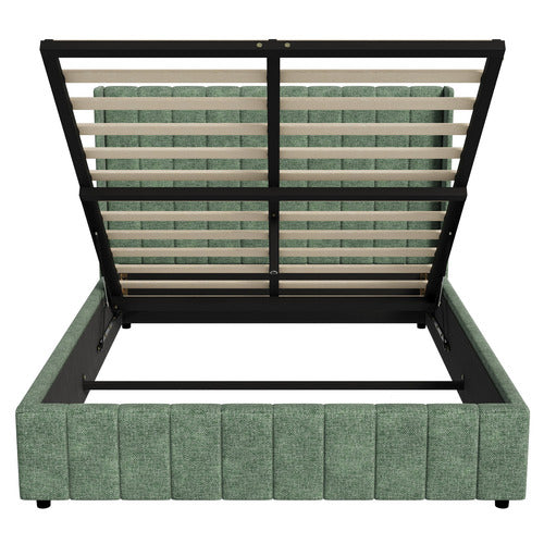 LIVING FUSION GREEN MEIER CHENILLE GAS LIFT STORAGE BED