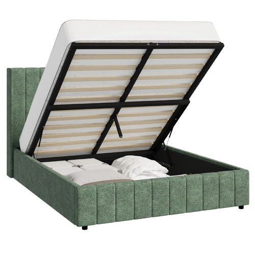 LIVING FUSION GREEN MEIER CHENILLE GAS LIFT STORAGE BED