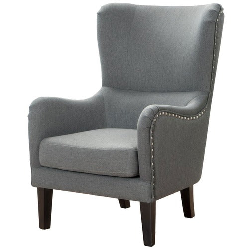 FURNITURE MARKET MID GREY HIGH BACK FABRIC ARMCHAIR