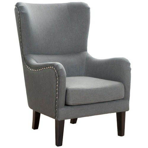 FURNITURE MARKET MID GREY HIGH BACK FABRIC ARMCHAIR