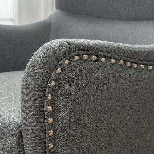 FURNITURE MARKET MID GREY HIGH BACK FABRIC ARMCHAIR