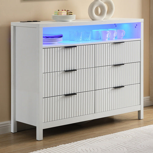 CASSINGTON HOME MIGGY 6 DRAWER CHEST WITH LED & CHARGING STATION