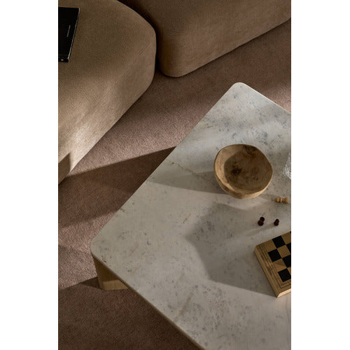 MISHA SQUARE MANGO WOOD & MARBLE COFFEE TABLE