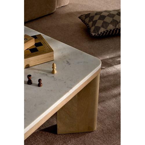 MISHA SQUARE MANGO WOOD & MARBLE COFFEE TABLE