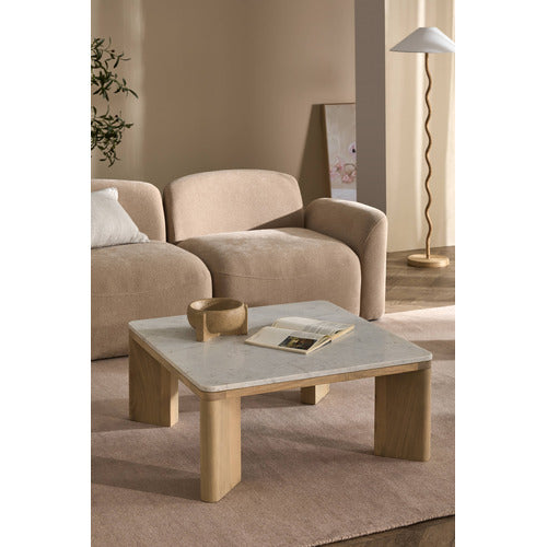 MISHA SQUARE MANGO WOOD & MARBLE COFFEE TABLE
