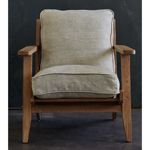 NATURALLY PROVINICIAL COILA SOLID OAK & LINEN LEISURE ARMCHAIR