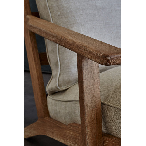 NATURALLY PROVINICIAL COILA SOLID OAK & LINEN LEISURE ARMCHAIR