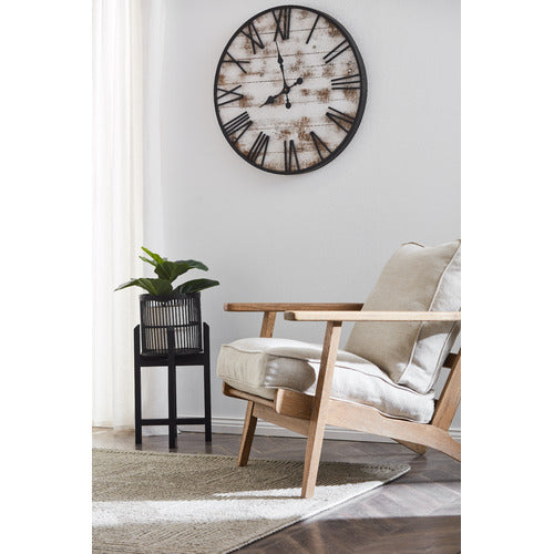 NATURALLY PROVINICIAL COILA SOLID OAK & LINEN LEISURE ARMCHAIR
