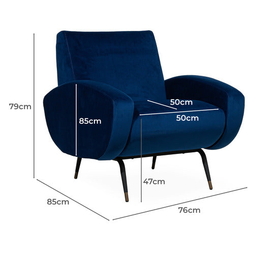 BROOKLYN AND BELLA MODERN MILAN VELVET ARMCHAIR